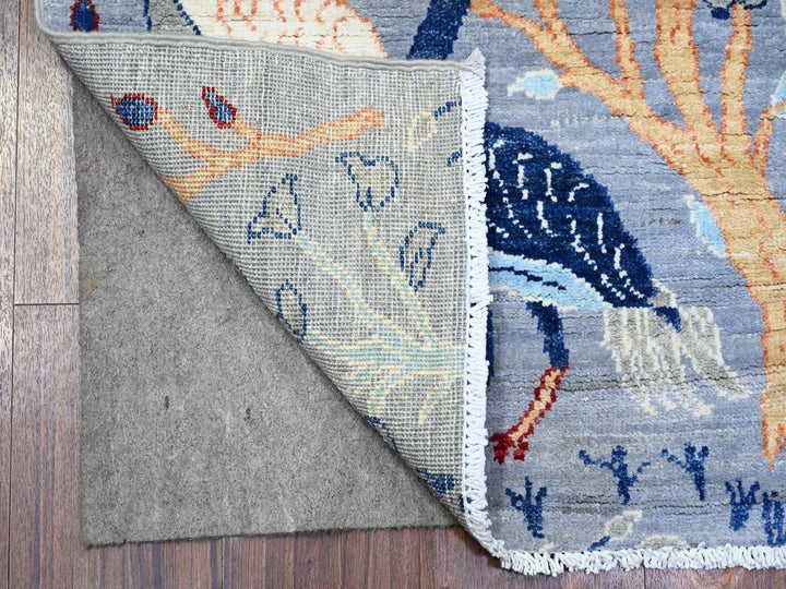 2'7" x 7'8" New Hand Knotted Grey Wool Runner Oriental Rug - MOA10274533