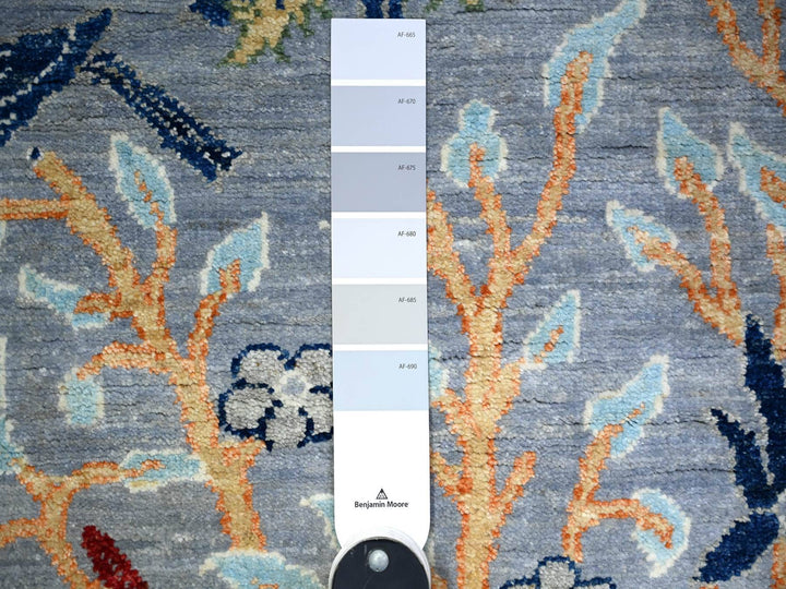 2'7" x 7'8" New Hand Knotted Grey Wool Runner Oriental Rug - MOA10274533