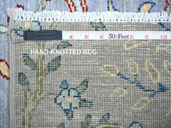 2'7" x 7'8" New Hand Knotted Grey Wool Runner Oriental Rug - MOA10274533
