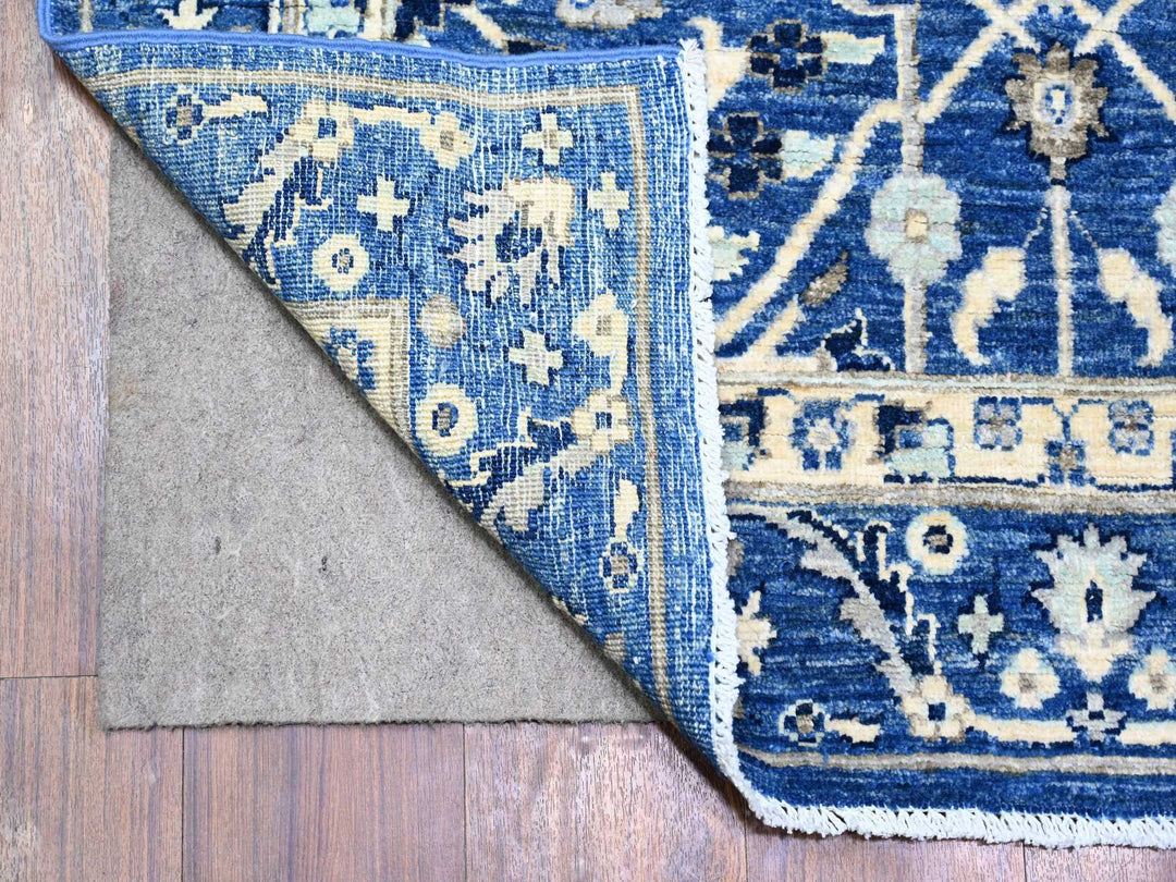 3'7" x 9'11" New Hand Knotted Blue Wool Runner Oriental Rug - MOA10274542