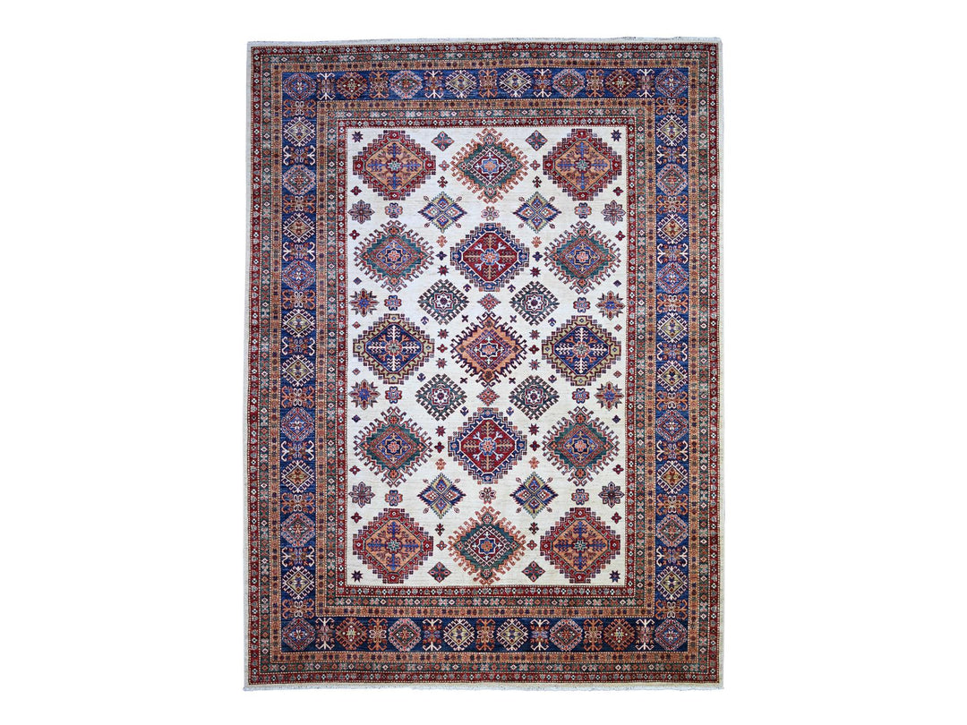8'4" x 11'5" New Hand Knotted Ivory Wool Rectangle Oriental Rug - MOA10274547