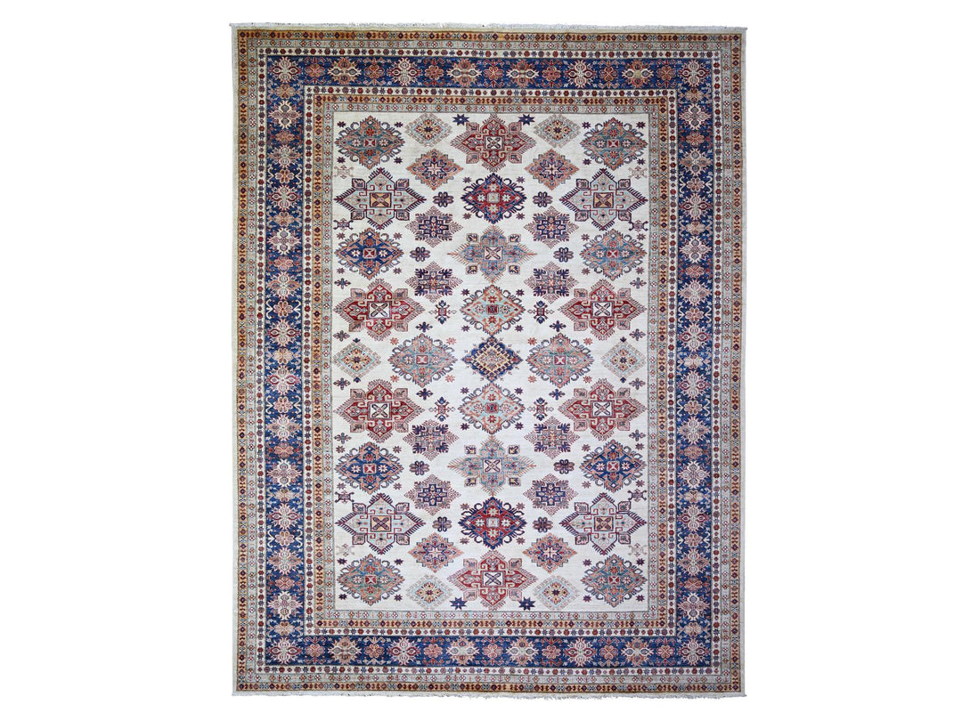 9'2" x 11'10" New Hand Knotted Ivory Wool Rectangle Oriental Rug - MOA10274551