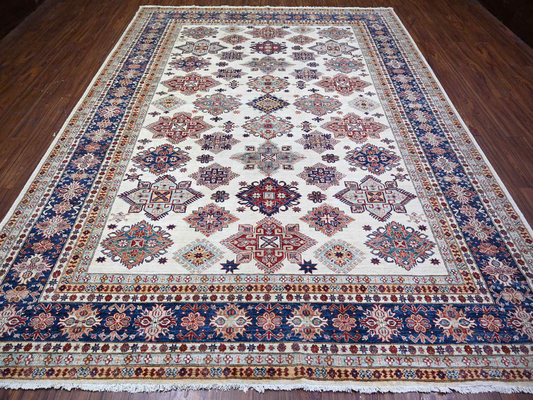 9'2" x 11'10" New Hand Knotted Ivory Wool Rectangle Oriental Rug - MOA10274551