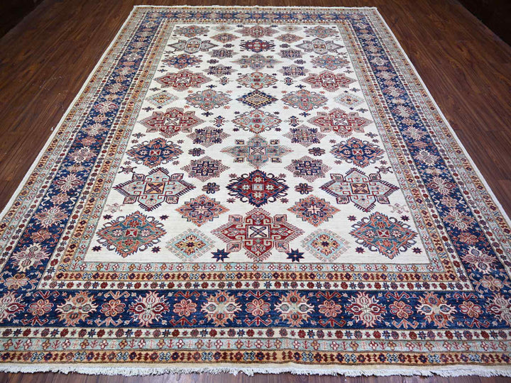 9'2" x 11'10" New Hand Knotted Ivory Wool Rectangle Oriental Rug - MOA10274551