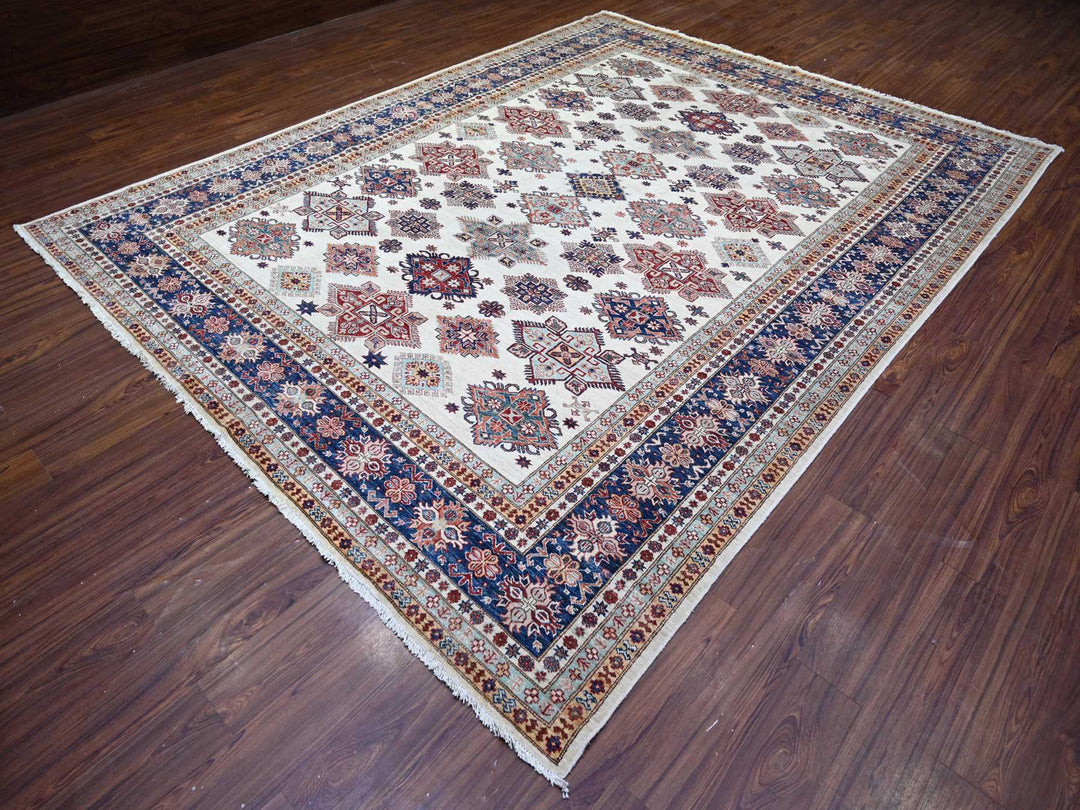 9'2" x 11'10" New Hand Knotted Ivory Wool Rectangle Oriental Rug - MOA10274551