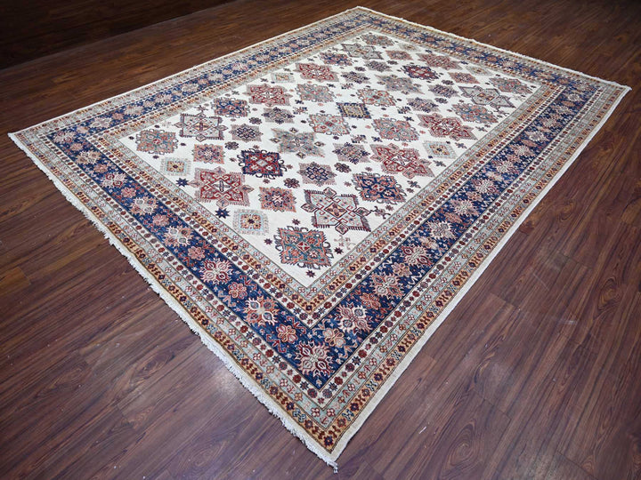 9'2" x 11'10" New Hand Knotted Ivory Wool Rectangle Oriental Rug - MOA10274551