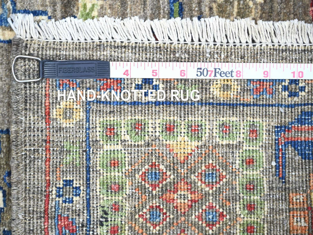 4'1" x 9'8" New Hand Knotted Grey Wool Runner Oriental Rug - MOA10274560