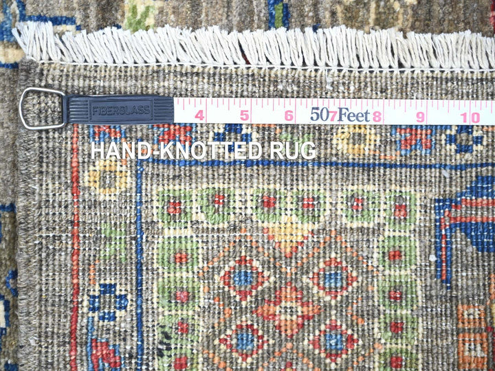 4'1" x 9'8" New Hand Knotted Grey Wool Runner Oriental Rug - MOA10274560