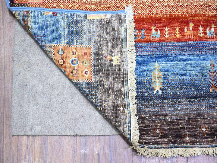 8'0" x 9'7" New Hand Knotted Blue Wool Rectangle Oriental Rug - MOA10274569