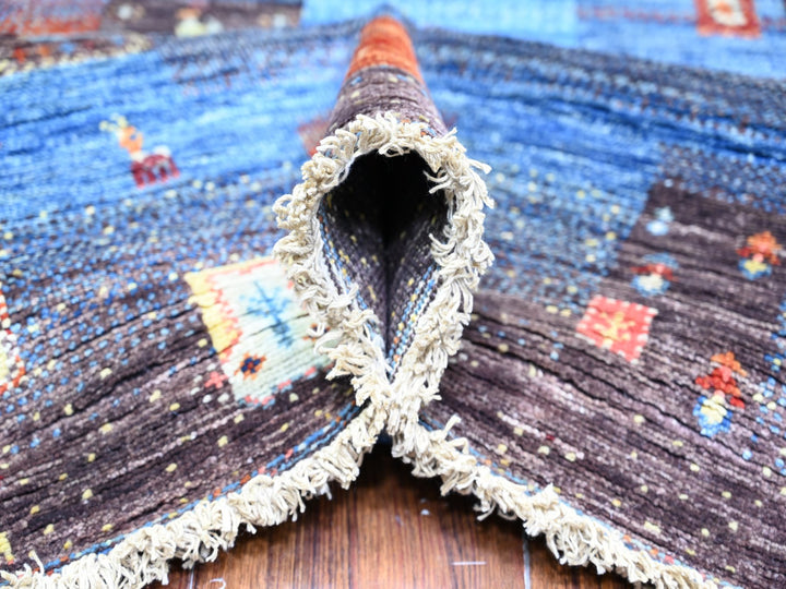 8'0" x 9'7" New Hand Knotted Blue Wool Rectangle Oriental Rug - MOA10274569