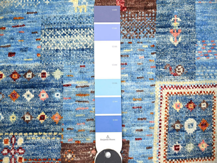 8'0" x 9'7" New Hand Knotted Blue Wool Rectangle Oriental Rug - MOA10274569