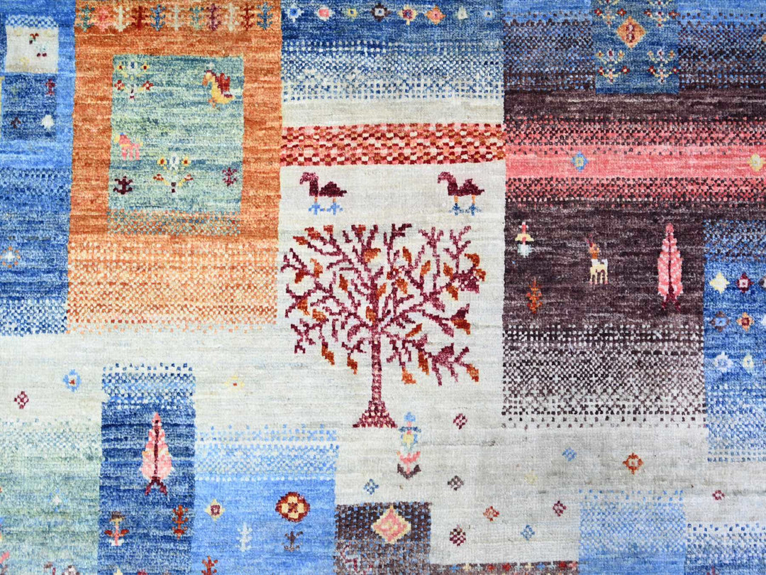 8'0" x 9'7" New Hand Knotted Blue Wool Rectangle Oriental Rug - MOA10274569