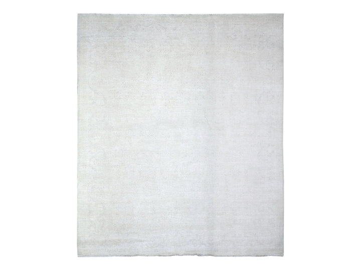 8'1" x 9'5" New Hand Knotted Grey Wool Rectangle Oriental Rug - MOA10274575