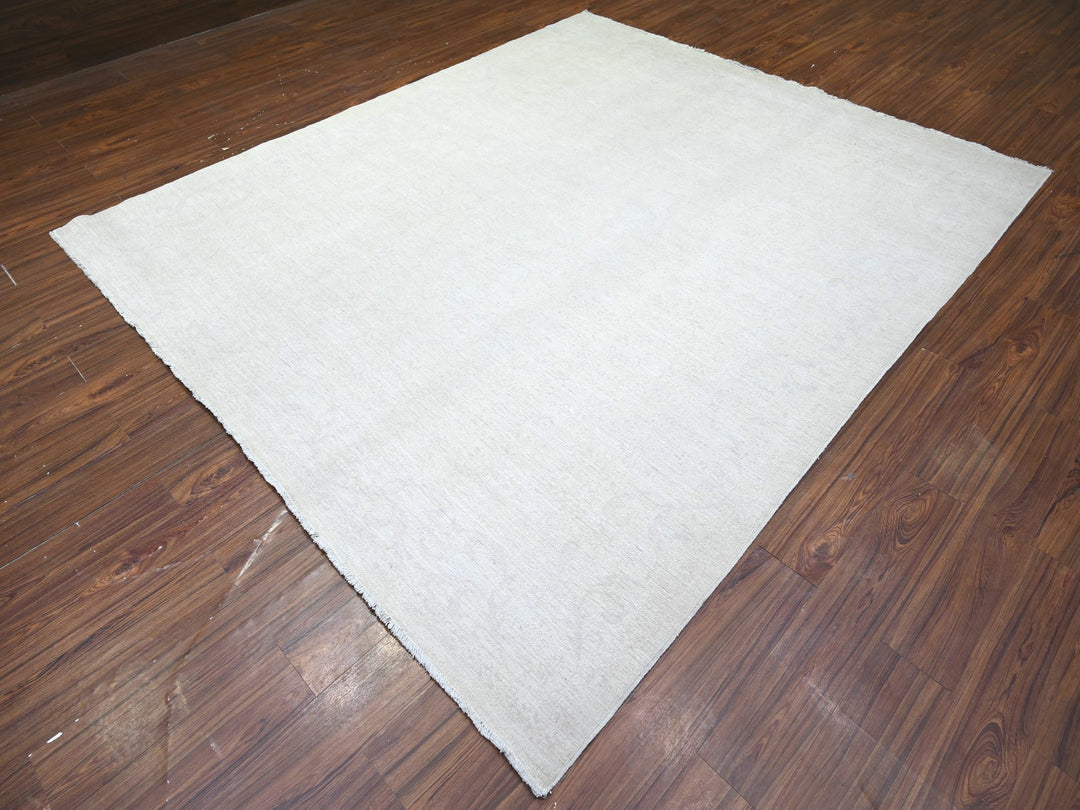 8'1" x 9'5" New Hand Knotted Grey Wool Rectangle Oriental Rug - MOA10274575