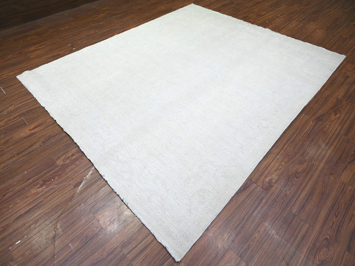 8'1" x 9'5" New Hand Knotted Grey Wool Rectangle Oriental Rug - MOA10274575