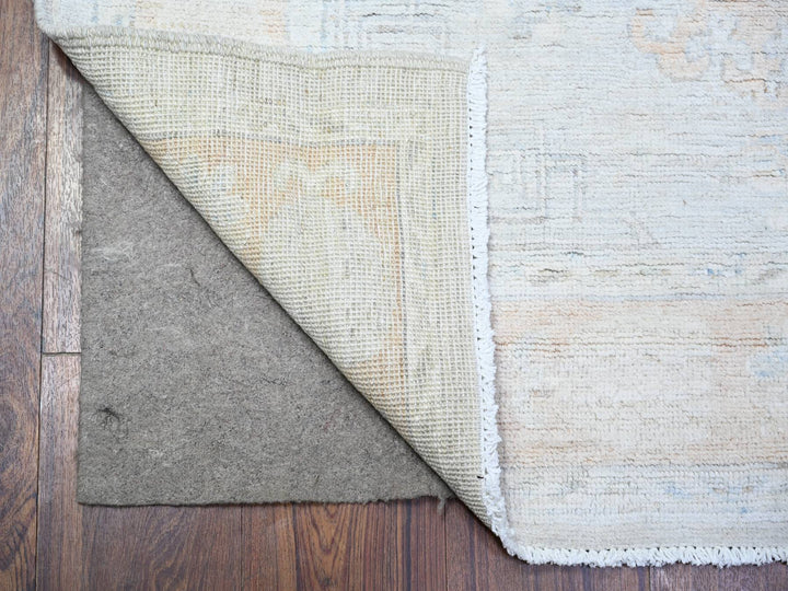 3'9" x 9'7" New Hand Knotted Grey Wool Runner Oriental Rug - MOA10274576