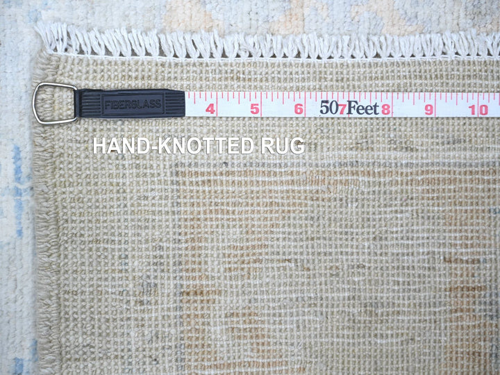 3'9" x 9'7" New Hand Knotted Grey Wool Runner Oriental Rug - MOA10274576