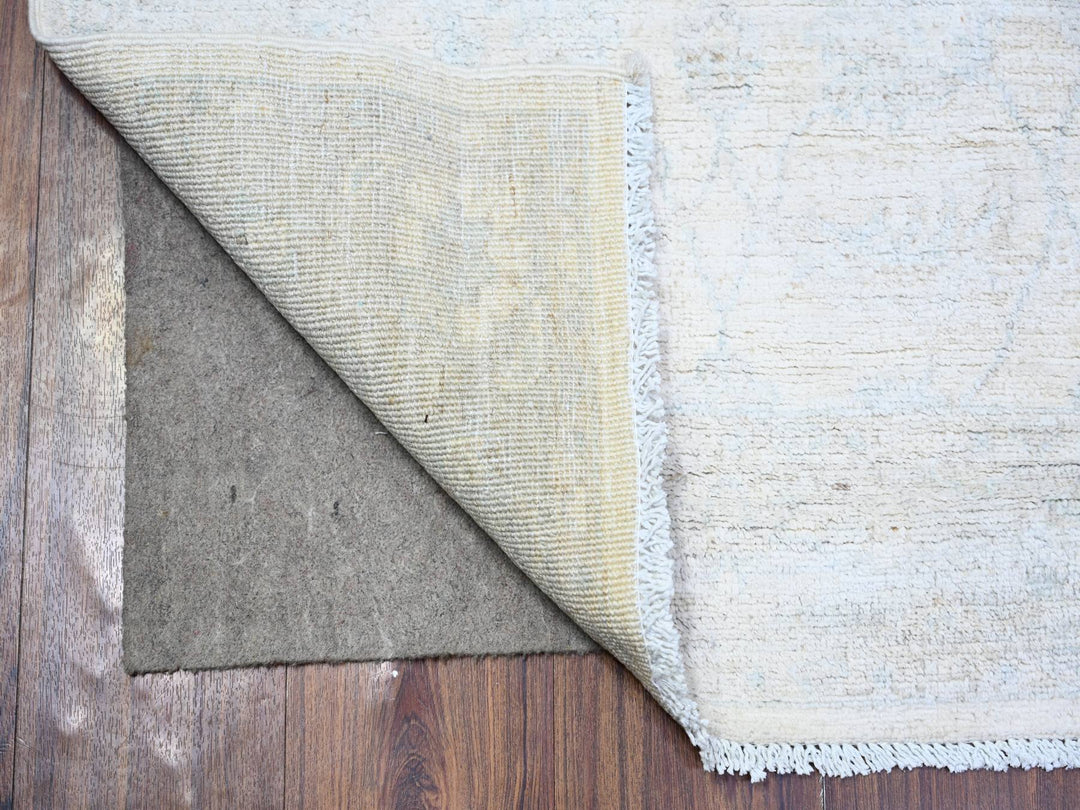 2'8" x 10'8" New Hand Knotted Ivory Wool Runner Oriental Rug - MOA10274583