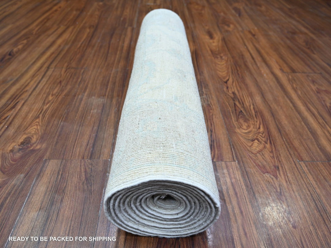 2'8" x 10'8" New Hand Knotted Ivory Wool Runner Oriental Rug - MOA10274583