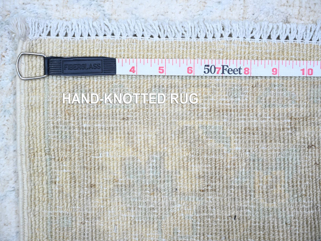 2'8" x 10'8" New Hand Knotted Ivory Wool Runner Oriental Rug - MOA10274583