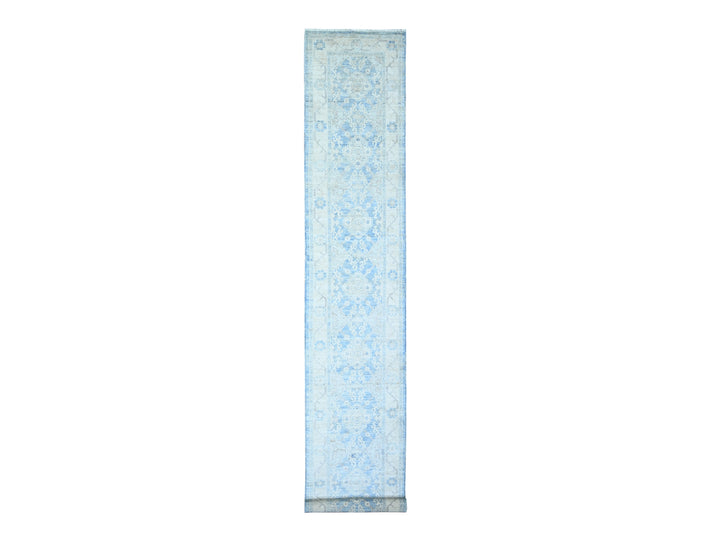 2'6" x 16'2" New Hand Knotted Blue Wool Runner Oriental Rug - MOA10274584