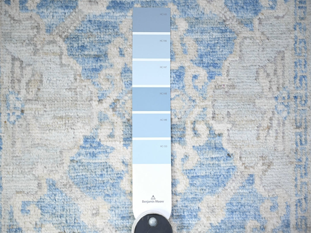 2'6" x 16'2" New Hand Knotted Blue Wool Runner Oriental Rug - MOA10274584
