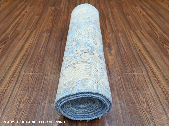 2'6" x 16'2" New Hand Knotted Blue Wool Runner Oriental Rug - MOA10274584