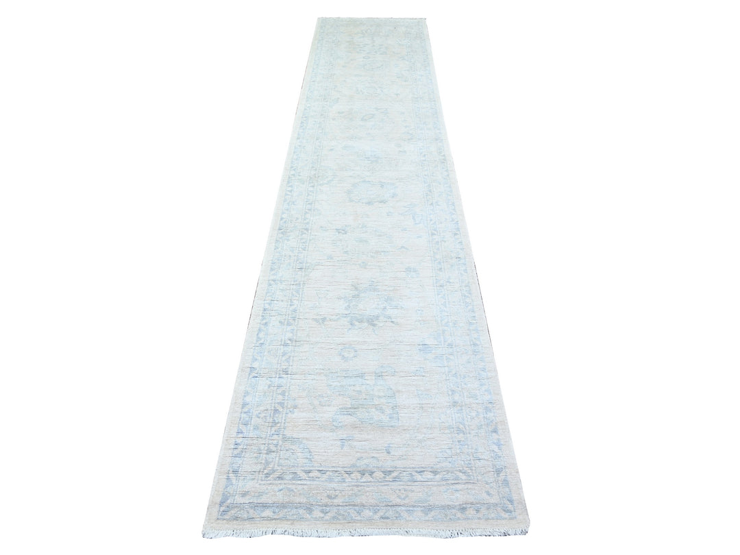2'7" x 11'9" New Hand Knotted Ivory Wool Runner Oriental Rug - MOA10274586