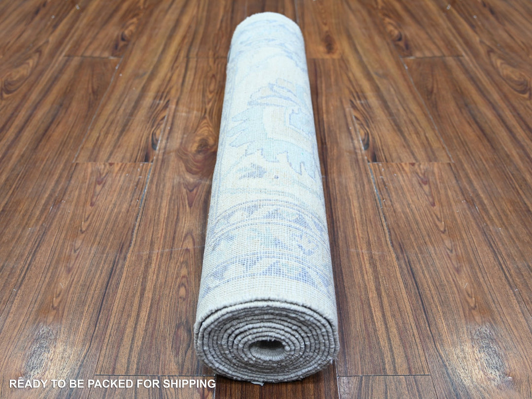 2'7" x 11'9" New Hand Knotted Ivory Wool Runner Oriental Rug - MOA10274586