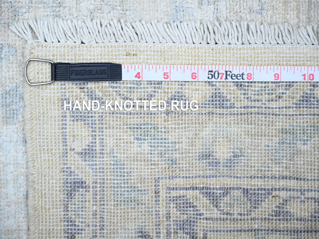 2'7" x 11'9" New Hand Knotted Ivory Wool Runner Oriental Rug - MOA10274586
