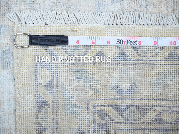 2'7" x 11'9" New Hand Knotted Ivory Wool Runner Oriental Rug - MOA10274586