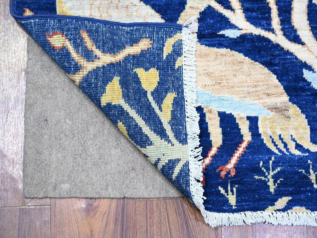 2'10" x 7'10" New Hand Knotted Blue Wool Runner Oriental Rug - MOA10274598