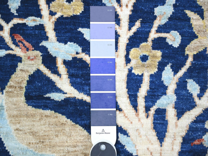 2'10" x 7'10" New Hand Knotted Blue Wool Runner Oriental Rug - MOA10274598