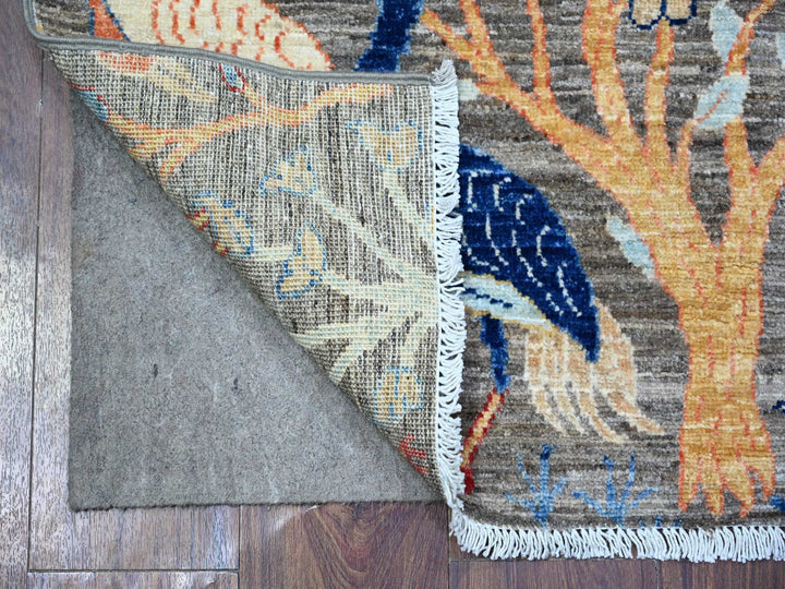 3'0" x 5'0" New Hand Knotted Grey Wool Rectangle Oriental Rug - MOA10274599