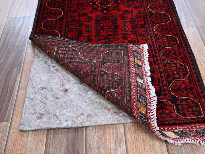 1'9" x 4'11" New Hand Knotted Red Wool Runner Oriental Rug - MOA102745