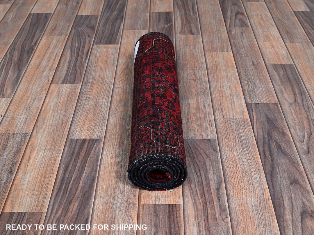1'9" x 4'11" New Hand Knotted Red Wool Runner Oriental Rug - MOA102745
