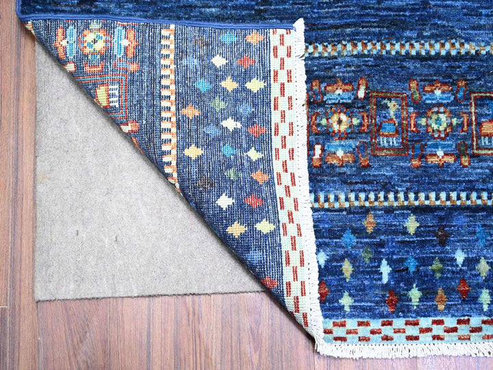 8'11" x 11'11" New Hand Knotted Blue Wool Rectangle Oriental Rug - MOA10274601