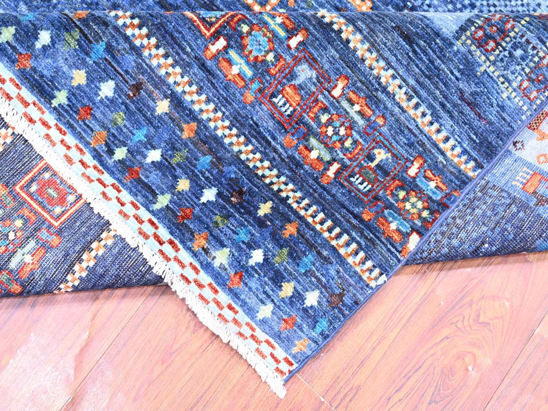 8'11" x 11'11" New Hand Knotted Blue Wool Rectangle Oriental Rug - MOA10274601