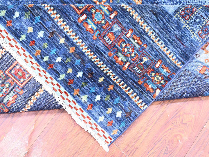 8'11" x 11'11" New Hand Knotted Blue Wool Rectangle Oriental Rug - MOA10274601