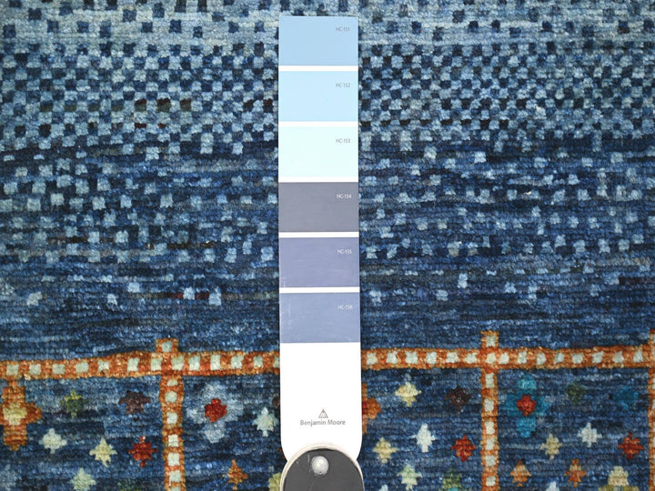 8'11" x 11'11" New Hand Knotted Blue Wool Rectangle Oriental Rug - MOA10274601