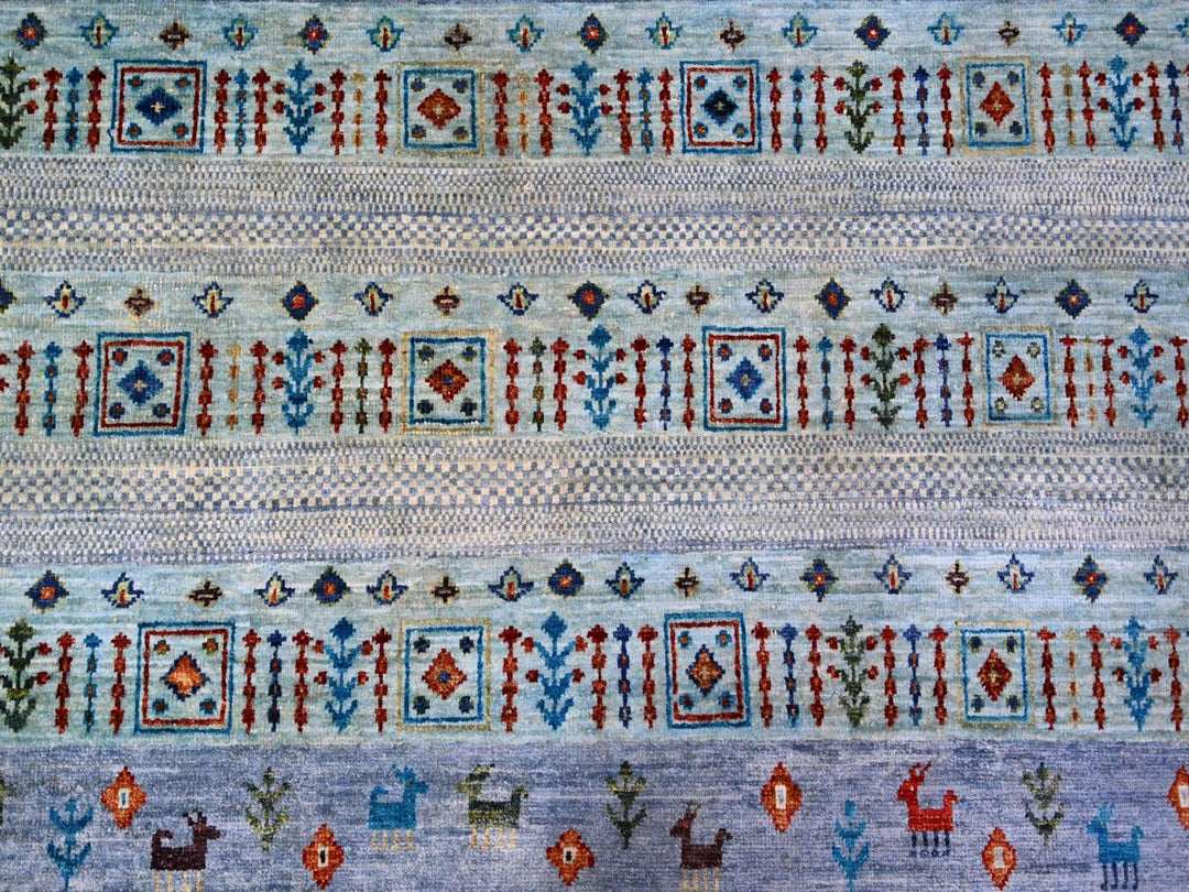 8'11" x 11'11" New Hand Knotted Blue Wool Rectangle Oriental Rug - MOA10274601