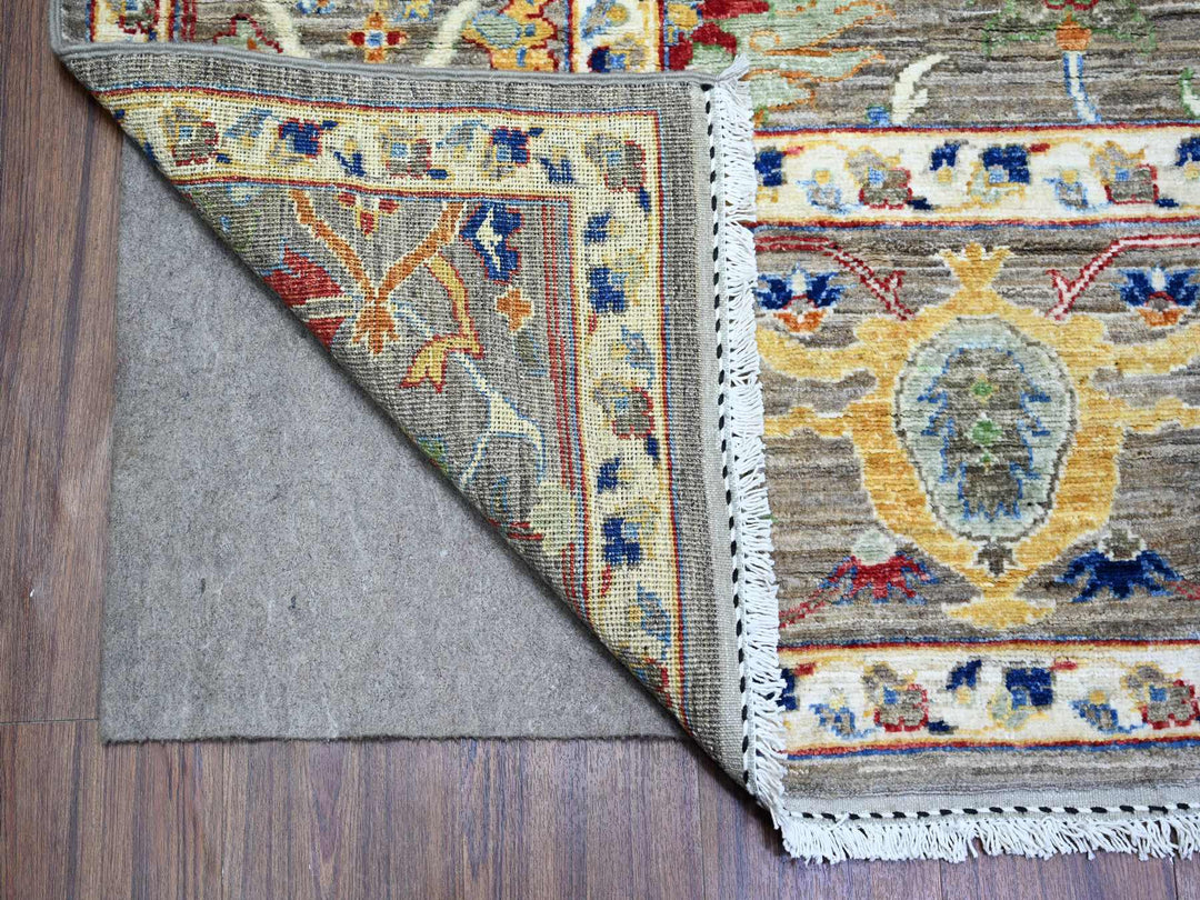 8'2" x 9'9" New Hand Knotted Grey Wool Rectangle Oriental Rug - MOA10274609
