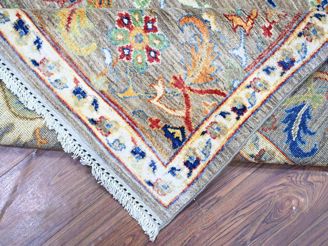 8'2" x 9'9" New Hand Knotted Grey Wool Rectangle Oriental Rug - MOA10274609