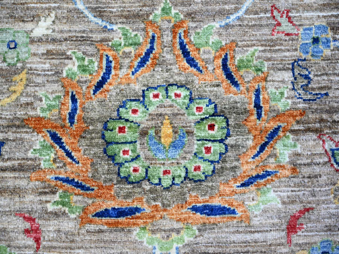 8'2" x 9'9" New Hand Knotted Grey Wool Rectangle Oriental Rug - MOA10274609