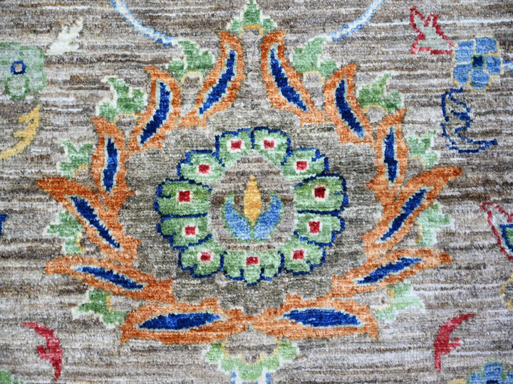 8'2" x 9'9" New Hand Knotted Grey Wool Rectangle Oriental Rug - MOA10274609