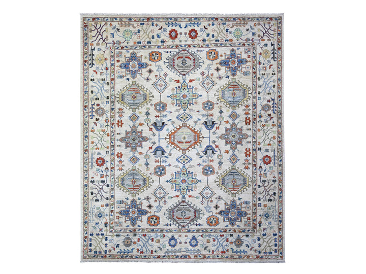 8'0" x 9'8" New Hand Knotted Grey Wool Rectangle Oriental Rug - MOA10274611