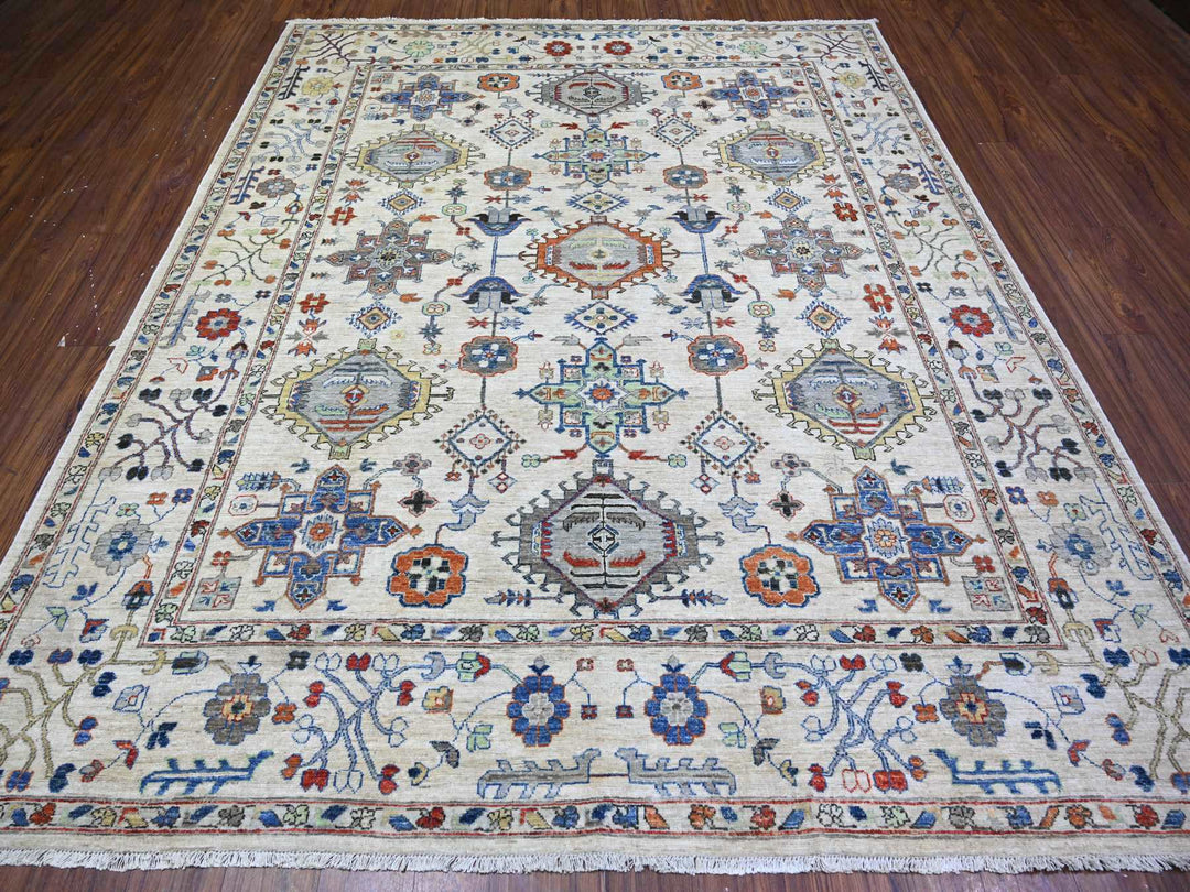8'0" x 9'8" New Hand Knotted Grey Wool Rectangle Oriental Rug - MOA10274611