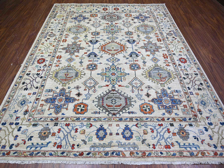 8'0" x 9'8" New Hand Knotted Grey Wool Rectangle Oriental Rug - MOA10274611