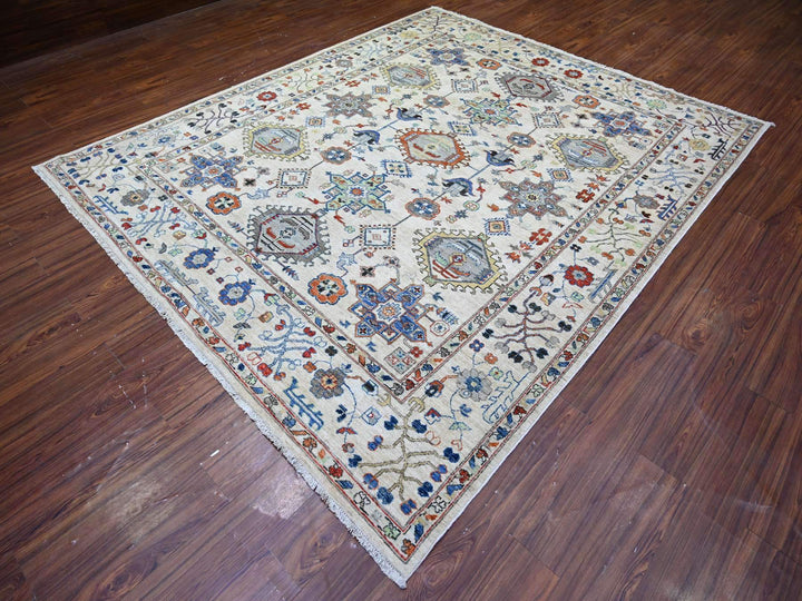 8'0" x 9'8" New Hand Knotted Grey Wool Rectangle Oriental Rug - MOA10274611