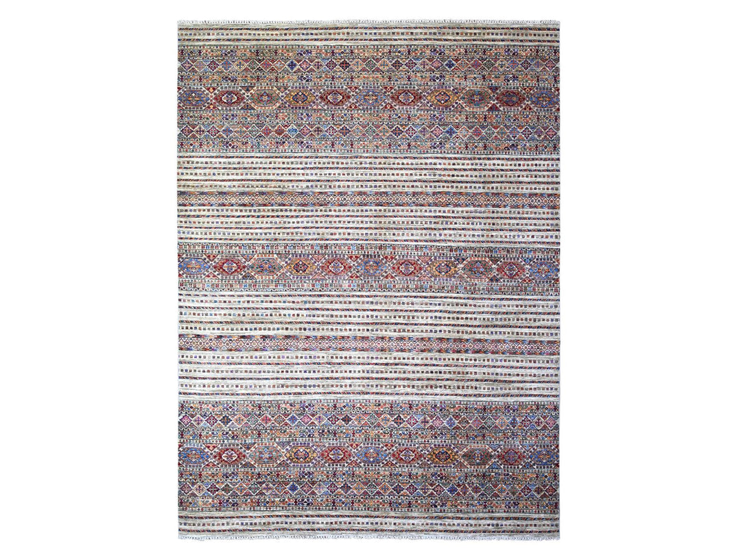 8'10" x 11'10" New Hand Knotted Ivory Wool Rectangle Oriental Rug - MOA10274619